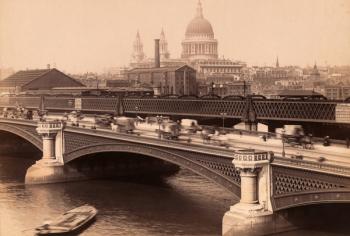 London, England. Blackfriar's Bridge with St. Paul's cathedral behind. From a postcard circa 1890. | Obraz na stenu