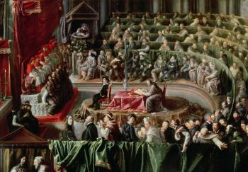 Trial of Galileo, 1633 (oil on canvas) (detail of 2344) | Obraz na stenu