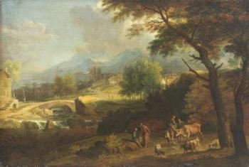 Shepherds in a Landscape (oil on canvas) | Obraz na stenu