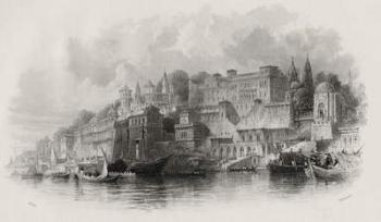 Benares, India, engraved by A. Willmore (1814-88) (engraving) | Obraz na stenu