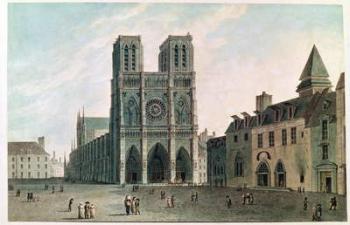 The Square in Front of Notre-Dame at the Time of the Consulat, 1799-1804 (coloured engraving) | Obraz na stenu