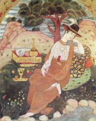 Princess sitting in a garden, Safavid Dynasty (fresco) | Obraz na stenu