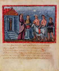 Lat 3225 f.33v Dido making a sacrifice, from The Vergilius Vaticanus (vellum) | Obraz na stenu