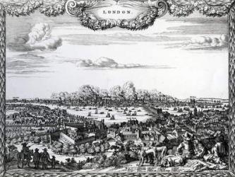 The Great Fire of London, engraved by Justus Danckerts, c.1670-90s (engraving) | Obraz na stenu