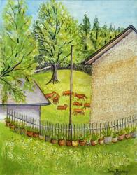 View from Ruth's Garden, Limousin France, water colour | Obraz na stenu