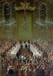 Banquet in the Redoutensaal, Vienna, 1760 (detail of 66717) | Obraz na stenu