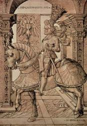 Emperor Maximilian I riding a horse, 1518 (engraving) | Obraz na stenu