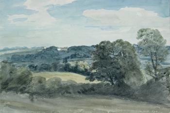 Landscape with Buildings in the distance (watercolour) | Obraz na stenu