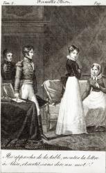 'He came up to the table, showed the letter to Alice and left without saying a word!', illustration from 'La Famille Elliot', a translation of 'Persuasion' by Jane Austen (1775-1817) (engraving) (b/w photo) | Obraz na stenu