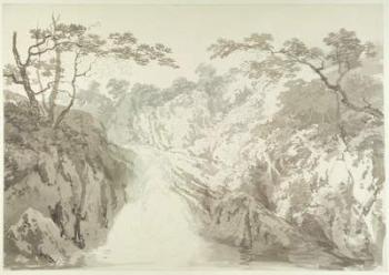 Landscape with Waterfall, c.1796 (graphite and wash on paper) | Obraz na stenu