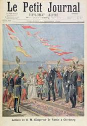 Title page depicting the arrival of his majesty the Emperor of Russia in Cherbourg, illustration from the illustrated supplement of Le Petit Journal, 11th October, 1896 (colour litho) | Obraz na stenu