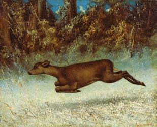 Leaping Doe (oil on canvas) | Obraz na stenu