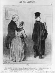 Series 'Les Bons Bourgeois', Isn't it marvellous to have a son who is a lawyer, plate 21, illustration from 'Le Charivari', 27th October 1846 (litho) (b/w photo) | Obraz na stenu