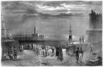The Dey Hussein Ibn El Hussein (1765-1838) leaving Algiers after the city has been captured on the 4th July 1830 (litho) (b/w photo) | Obraz na stenu