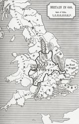 Map of Britain in 640, from The Northumbrian Kingdom in 'A Short History of the English People' by J. R. Green, published 1893 (litho) | Obraz na stenu