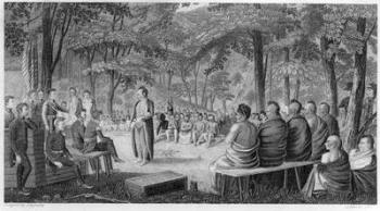 Major Long Holding a Council with the Oto (Missouri) Indians, engraved by Lawson, 1819 (engraving) (b&w photo) | Obraz na stenu
