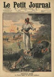 New Year, France hopes for better days, illustration from 'Le Petit Journal', 1st January 1911 (colour litho) | Obraz na stenu