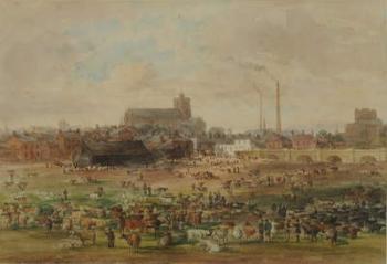The Sands, Carlisle - The Cattle Market, 1864 (w/c on paper) | Obraz na stenu