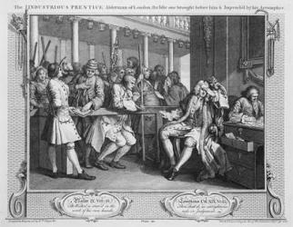 The Industrious 'Prentice Alderman of London, the Idle one Impeach'd Before Him by his Accomplice, plate X of 'Industry and Idleness', 1747 (engraving) | Obraz na stenu