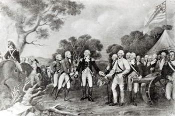The Surrender of General Burgoyne Saratoga, New York, 17th October 1777 (litho) (b/w photo) | Obraz na stenu