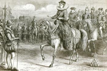 Queen Elizabeth at Tilbury (engraving) (b/w photo) | Obraz na stenu