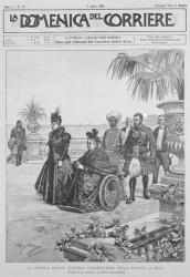 Queen Victoria on the Italian Riviera, frontcover of 'La Domenica del Corriere', 2nd April 1899 (litho) | Obraz na stenu