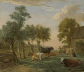 Cows in a Meadow near a Farm, 1653 (oil on canvas) | Obraz na stenu