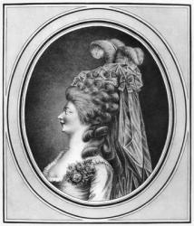 Louise Contat de Parny (1760-1813) in the role of Suzanne in 'The Marriage of Figaro' by Pierre Augustin Caron de Beaumarchais (1732-99) (engraving) (b/w photo) | Obraz na stenu
