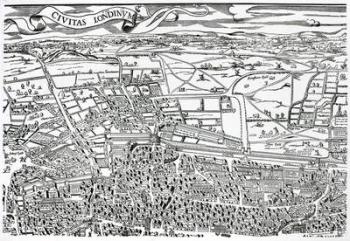 Detail of London North of the city from Civitas Londinium (woodblock print) | Obraz na stenu