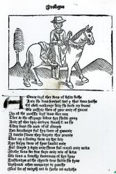 The Wife of Bath, illustration from Geoffrey Chaucer's (c.1345-1400) 'Canterbury Tales', printed by William Caxton (c.1422-91) (woodcut) (b/w photo) | Obraz na stenu