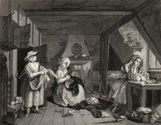 The Distressed Poet, from 'The Works of William Hogarth', published 1833 (litho) | Obraz na stenu