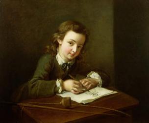 Boy Drawing at a Table | Obraz na stenu