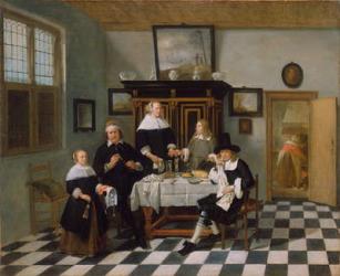 Family Group at Dinner Table, c.1658-60 (oil on canvas) | Obraz na stenu