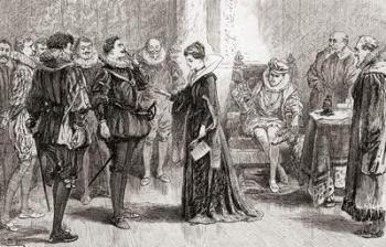 A scene from William Shakespeare's play 'All's Well That Ends Well', Act II, Scene 3, Helena to Bertram: "This is the man", from 'The Works of William Shakespeare', published 1896 (engraving) | Obraz na stenu