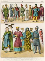 French Dress, c.1000, from 'Trachten der Voelker', 1864 (colour litho) | Obraz na stenu