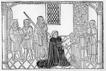 Earl Rivers presents his book to Edward IV (woodcut) | Obraz na stenu