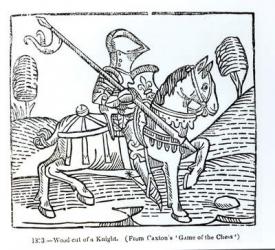 A Knight, from Caxton's 'Game of the Chess' (woodcut) (b/w photo) | Obraz na stenu