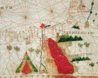The Red Sea, from a nautical atlas, 1520 (ink on vellum) (detail from 330913) | Obraz na stenu