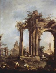 Capriccio with Roman Ruins, a Pyramid and Figures, 1760-70 (oil on canvas) | Obraz na stenu