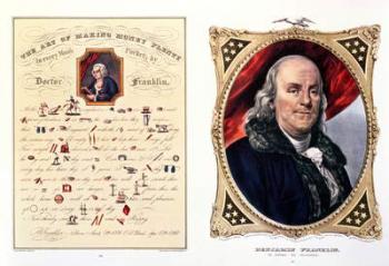 Benjamin Franklin (1706-90) 1847 (colour litho) (see also 210044) | Obraz na stenu