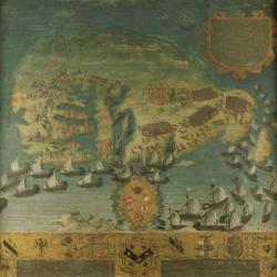 Naval victory of Don Garcia de Toledo in Malta (Biccherna), 1565 (oil on panel) | Obraz na stenu