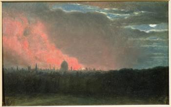 Fire in London seen from Hampstead (oil on paper laid on panel) | Obraz na stenu