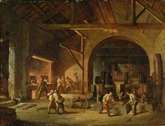 Interior of an Ironworks, 1850 (oil on canvas) | Obraz na stenu
