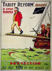 'Tariff Reform means A Step Blindfold', poster defending Free Trade against attack by the Conservative party, c.1910 (colour litho) | Obraz na stenu