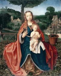 The Virgin and Child in a Landscape (oil on oak) | Obraz na stenu