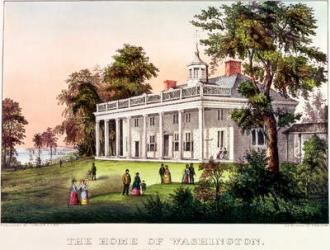 The Home of George Washington, Mount Vernon, Virginia, published by Nathaniel Currier (1813-88) and James Merritt Ives (1824-95) (colour litho) | Obraz na stenu