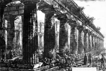 The Temple of Neptune at Paestum, etched by Francesco Piranesi, 1778 (etching) | Obraz na stenu