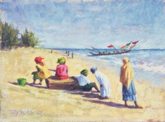 The Beach at Abene, Senegal, 1997 (oil on canvas) | Obraz na stenu