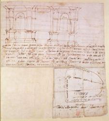 W.23r Architectural sketch with notes (pen & ink) | Obraz na stenu