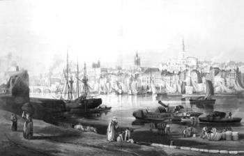 View of the port and town of Newcastle upon Tyne, from the Rope Walk, Gateshead, engraved by Robert Havell, 1819 (engraving) | Obraz na stenu